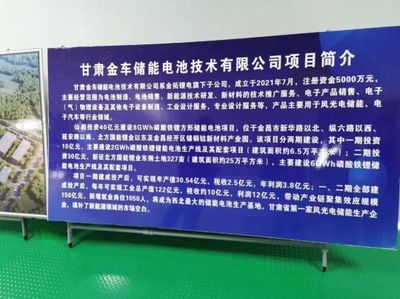 甘肅金車儲能公司加速建設8億瓦時磷酸鐵鋰儲能電池項目